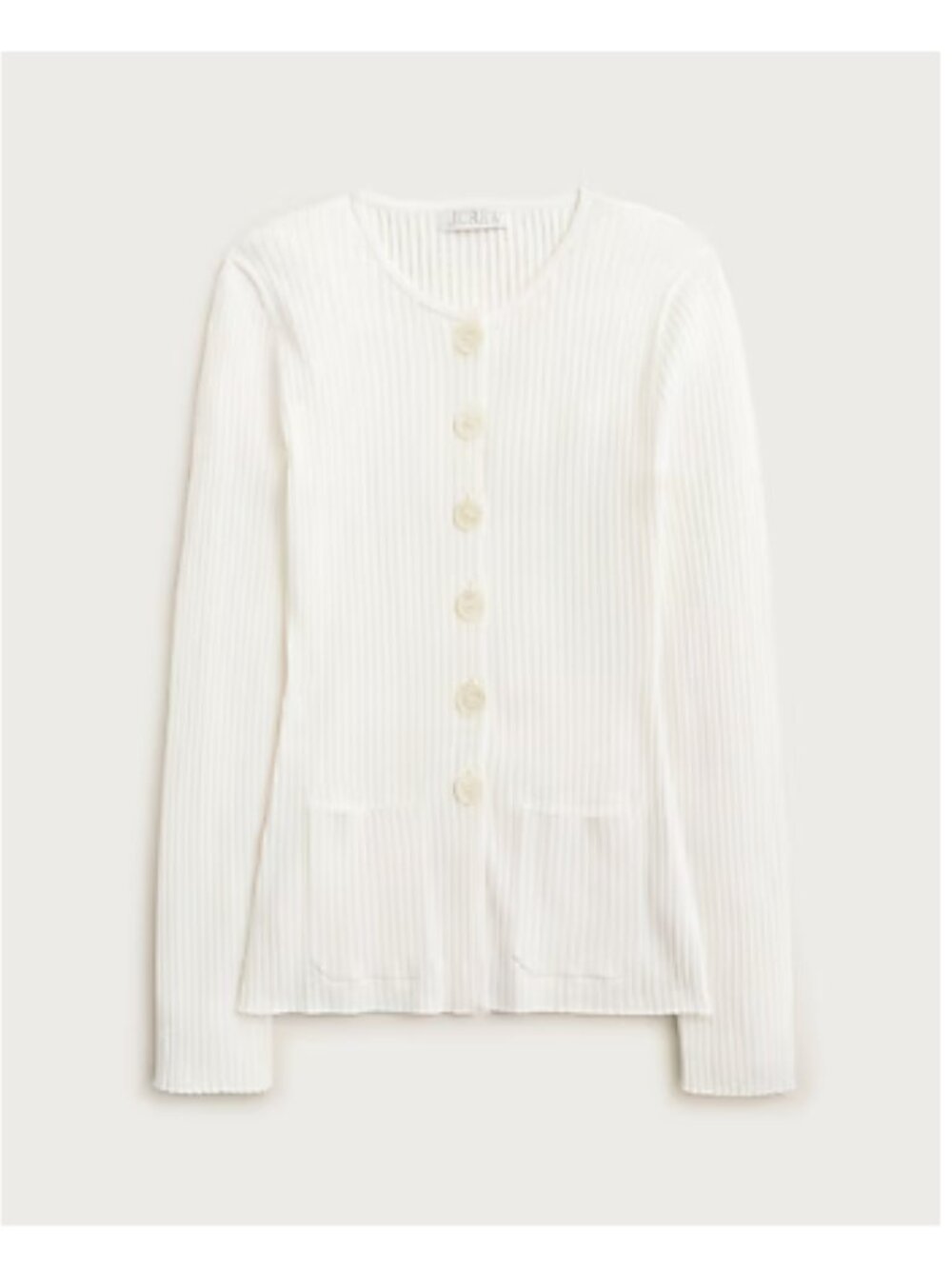 J. Crew Ivory Super-stretch ribbed cardigan Size M NWT